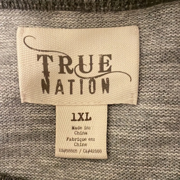 🇺🇸 True Nation Sweater 1XL beautiful gray graduated stripes 🇺🇸 - Picture 4 of 7
